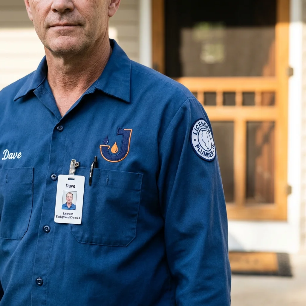 Licensed plumber showing ID badge in Redwood Valley, CA
