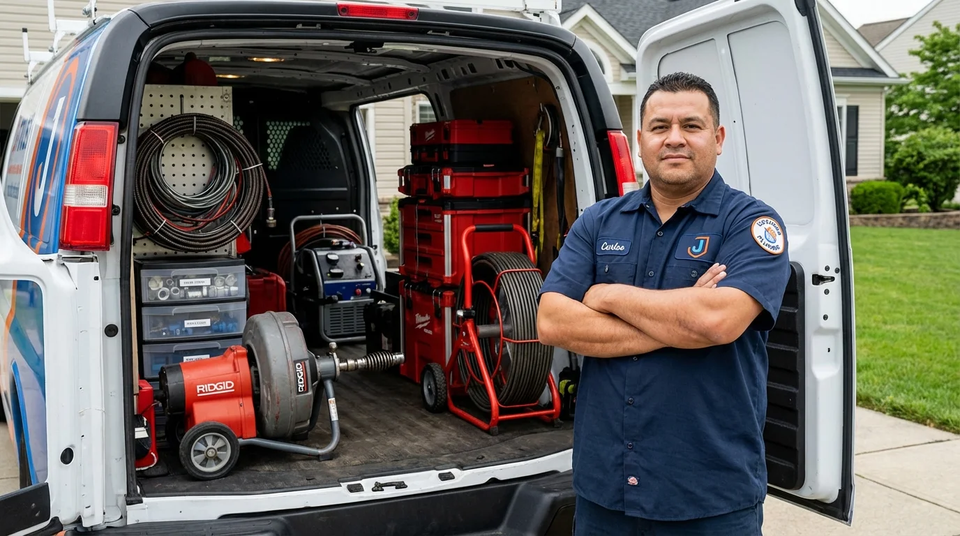 Professional drain cleaning equipment and Johns Plumbing LLC plumber in Redwood Valley