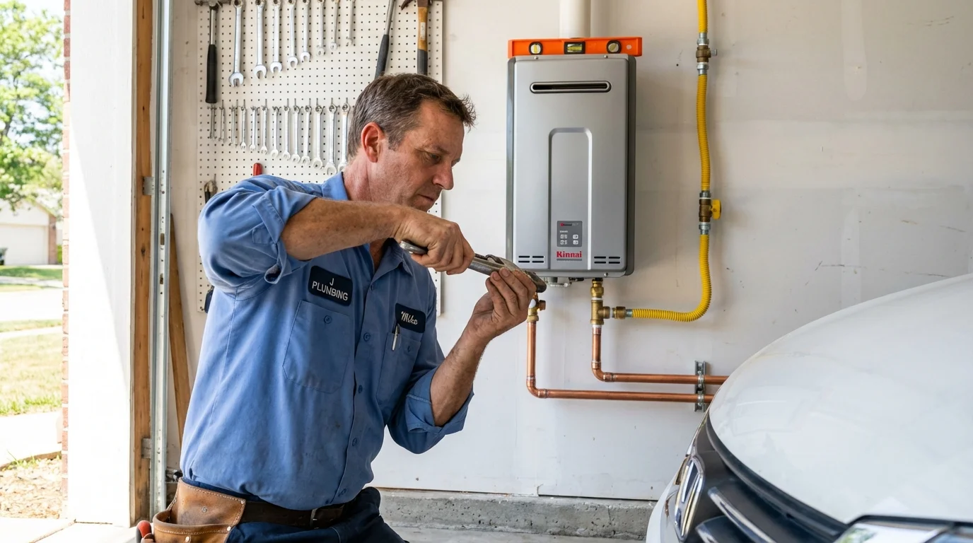 Tankless water heater installation by a Johns Plumbing LLC plumber in Redwood Valley