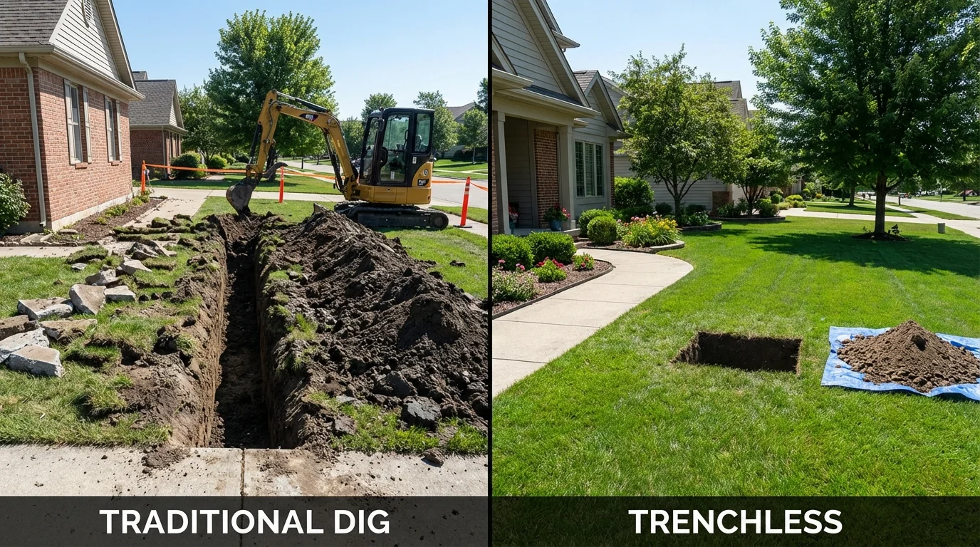 Trenchless sewer repair with minimal yard damage versus traditional excavation in Redwood Valley, CA